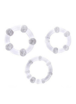 Pack 3 cockring transparents avec billes - CR-COR005CLE